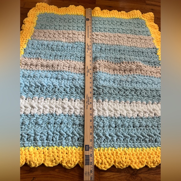 Handmade Crochet Blanket with Yellow Border - Picture 4 of 4